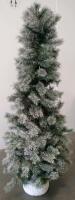 Artificial 6 ft Snow-Flocked Slim Pine Tree in Birch Pot, Indoor Decor, 24" Wide - 3