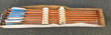 Vintage Wooden Target Arrows, 28" Length, Set of 12 with Original Box