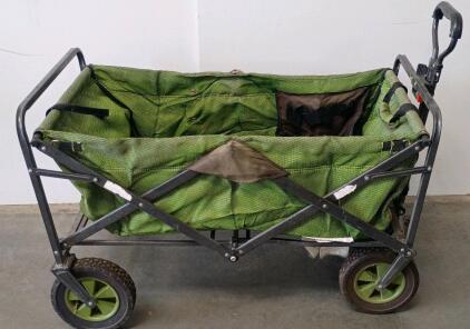 Collapsible Heavy-Duty Folding Utility Wagon, Green, 150 lb Capacity, Metal Frame, Telescoping Handle