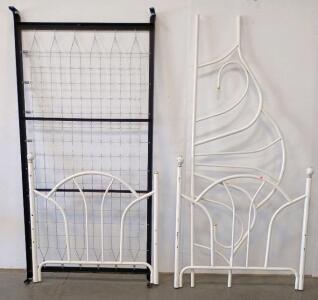 Two White Metal Twin Bed Frames With Headboards & Footboards, Art Deco & Modern Designs
