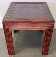 Medium Brown Wooden Cabinet With Metal Handles And Ribbed Side Table - 8