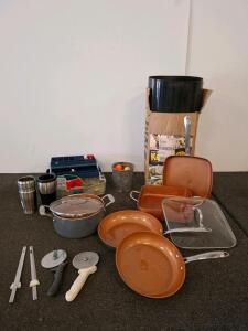 Large Gotham Steel & Copper Chef Nonstick Cookware Set With Pizza Cutters, KanJam, And More