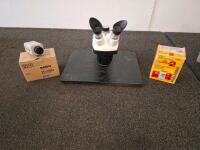 Sanyo VC-0924 Dummy Camera, Bausch & Lomb StereoZoom 4 Microscope, Gentex Commander 2 Fire Alarm (Unable To Test)
