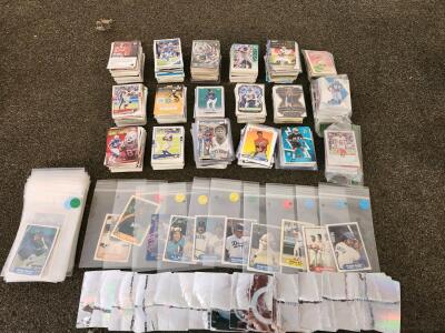 Vintage & Modern Sports Trading Cards: 300+ MLB NFL NBA, Topps/Donruss/Panini, RCs & Inserts. Players includes Ben Wallace, David Montgomery, Chipper Jones, and Jared Goff
