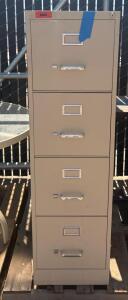 4-Drawer Metal Vertical Filing Cabinet, Beige, Letter Size, Lockable, With Hanging Folders