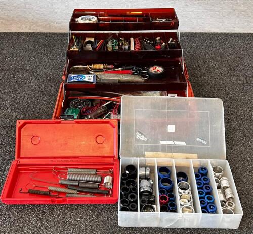 Assorted Electrical & Mechanical Toolbox Kit: Stanley 99E, Solder Tools, Wiring, AN Fittings (3 Cases)