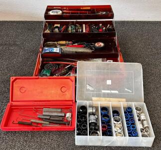Assorted Electrical & Mechanical Toolbox Kit: Stanley 99E, Solder Tools, Wiring, AN Fittings (3 Cases)