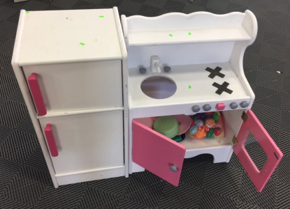 Wooden Play Kitchenette and Cupboard