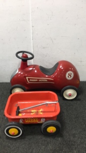 Vintage Radio Flyer Metal Race Car, Circus Wagon AMF Wagon