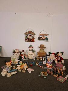 Noah's ark lamp( powered on.) and figurines. Noah's ark decor. Large Lot Collectible Christmas Figurines & Decor: Santas, Snowmen, Angels, Animals, Mixed Material