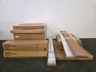 Dozentro Car cover, 2 Framed Mountain Landscape Canvas Print with Light Wood Frame, 24" x 36", 2 Volleyball spike trainer, 2 tripod sprinklers, and more
