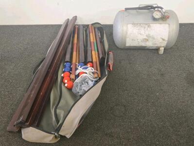 ladder balls backyard game, 8 Balls, Carry Bag & 7-Gallon Portable Steel Air Tank Bundle