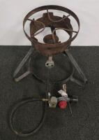 2 Outdoor Propane Gas Burner Stoves, Steel 16" Frame, Regulator & Hose, 65,000 BTU Each - 3