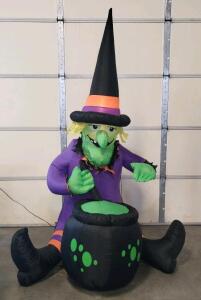 Giant 8-Foot Wacky Witch Inflatable With Cauldron, Lights Up, Aqua 40,928, 2005