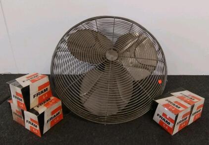 Vintage FRAM C-4 Oil Filter, Heavy Duty, Compatible with Allis-Chalmers, Ford, Mack, (x7)Dayton 4C354C Oscillating Industrial Fan Motor, 1/4 HP, 115V, 2-Speed, 18" Blade, Wall Mount