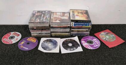 Large Lot of 38+ Music CDs & PC Game/Software Titles &ndash; Country, Rock, Learning, Classic Games
