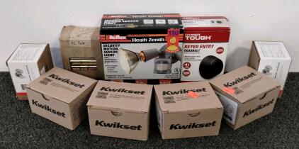 Lot of Deadbolts & Security Light &ndash; Kwikset 96600-532, HLK8321U15, Hyper Tough, Heath Zenith