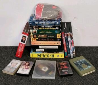 Assorted VHS, DVD, Cassette, 8-Track & Heated Bedding Lot: Raymond, M*A*S*H, Foxworthy, Sunbeam