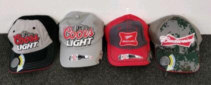 Coors Light, Miller High Life, Budweiser Baseball Caps with Built-in Bottle Openers