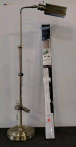 Brass Adjustable Floor Lamp with Weighted Base, Rotary Switch, E26 Socket, 48 Inch Height (powers on)