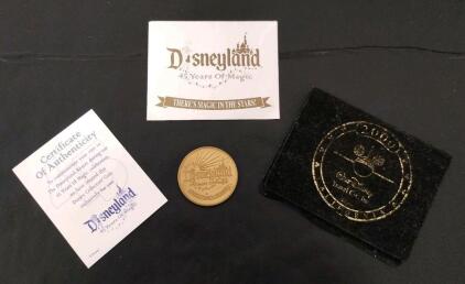 Disneyland 45th Anniversary Commemorative Coin, 2000, 1.5" Diameter, Gold-Colored Finish