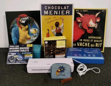 Amazon Basics 9-Inch Thermal Laminator, lights, metal posters, and more
