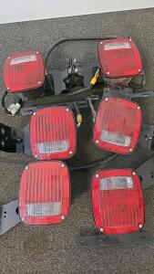 (18) Square Trailer Tail Light Assemblies, 12V Incandescent Bulbs, Red Lens