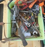 Assorted Hand Tools, Heavy Chains, Ratchet Straps, 5-Gal Fuel Can, Pallet Lot - 2