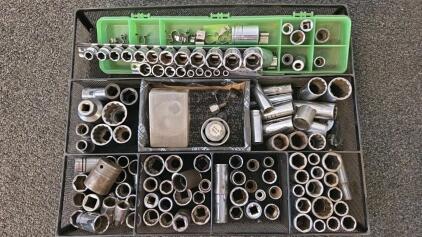Large Mixed Socket Wrench Set, 1/4"&ndash;1/2" Drive, 6-pt/12-pt, Approx. 60+ Pieces, Japan/Ford