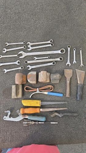 Craftsman Stanley Mixed Hand Tools-Wrenches, Chisels,Hand Files & Rasps, W/ Matco Metal Toolbox,