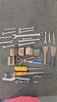 Craftsman Stanley Mixed Hand Tools-Wrenches, Chisels,Hand Files & Rasps, W/ Matco Metal Toolbox,