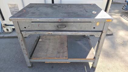 Industrial Metal Workbench with Drawer and Bottom Shelf