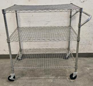 Commercial 3-Shelf Wire Utility Cart, Approx. 36"x18"x40", Chrome Finish, 600 lbs Capacity