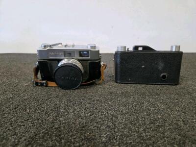 Konica Auto S2 35mm Rangefinder with 45mm f/1.8 + Rollex 20 Folding Camera & Cases