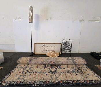 Avenue 33 Icon Collection Rug, 5'3"x7', Galyn Blue, Polyester/Polypropylene, Made in Turkey & Other Home Decor Lot