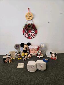 Mickey Mouse and Holiday Collectible Lot &ndash; Includes Figurines, A Mug, Slippers(unable to find size), and More
