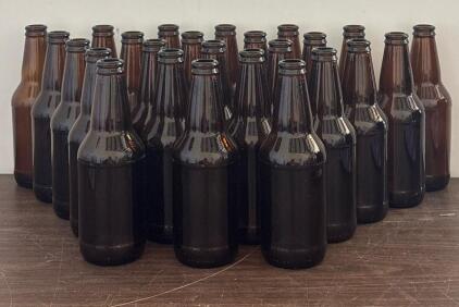 Amber 12Oz Long-Neck Beer Bottles, Glass, Standard Pry-Off, Clean, No Closures