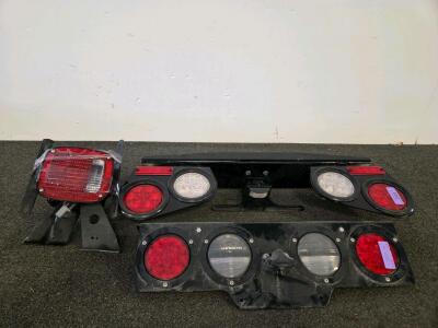 Heavy Duty LED Taillight Assemblies, 12V, Stop/Turn/Tail/Reverse, Mounting Brackets, 3 Styles