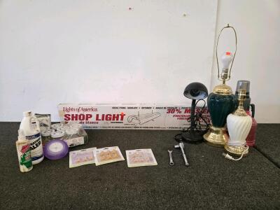 Large Household Mixed Lot - Lights of America Shop Light, Stanley Thermos, Ball Jar Caps (3/3 boxes)