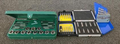 Comprehensive Tap and Die Set with Drill Bits, Countersinks, and Extractors