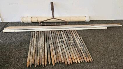 Baseball/Softball Field Kit: 29 Metal Stakes, Rake, Marking Poles, Tubes