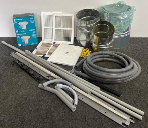 Mixed HVAC Ducting, EcoSmart 75W LED Bulbs, Conduit & Ceiling Tile Lot &ndash; Bulk Installation Supply