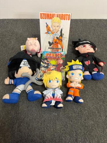 Naruto Plush Toy Collection: Naruto, Sasuke, Minato, Itachi, Tonton + Art Book & Anime Profile