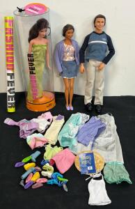 Vintage Mattel Fashion Dolls Lot - 2004 Fashion Fever Teresa, Ken, Barbie Friend, Clothing & Accessories
