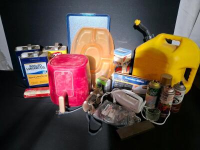 Blitz 5-Gallon Diesel Fuel Can, Model 50854, HDPE, CARB & EPA Compliant, Linsing oil, goof off, air fryer( powered on) electric knife. ( powered on. ( 3 boxes)