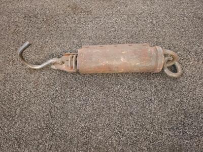 Vintage Chatillon Hanging Spring Scale, Brass Face, Industrial Farm Tool