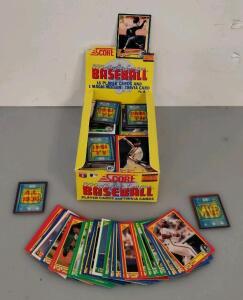 1990 Score Baseball Cards Display Box w/ Magic Motion Trivia & Rookie Cards, 1000+ Loose Cards