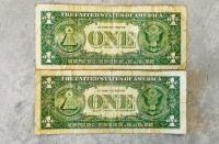1957 & 1957B $1 Silver Certificate Pair, Blue Seals, US Treasury, Circulated, Consecutive Serial Numbers - 2
