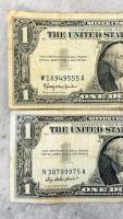 1957 & 1957B $1 Silver Certificate Pair, Blue Seals, US Treasury, Circulated, Consecutive Serial Numbers - 6