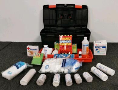 Comprehensive Family Emergency First Aid Kit with Hard Plastic Case, 20+ Items, Includes Handbook